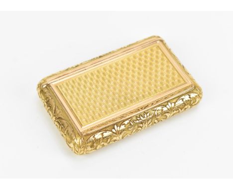 A French early 19th century 18ct gold snuff box by CIP, Paris, circa 1819-1838, of rectangular form with hinged engine turned