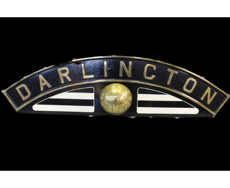 Replica Railway Engine Plate DARLINGTON FC, commissioned by two Club Directors in 2004 to replace the original which was sold