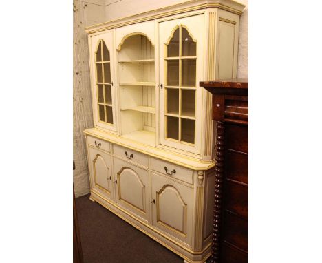 Painted glazed door and shelf back kitchen dresser.