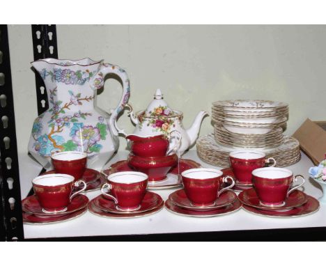 Large Masons Ironstone octagonal jug, Aynsley twenty one piece tea set, eighteen piece Minton dinner service, soup and side p