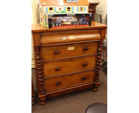 Small Victorian mahogany four-height Scotch chest.