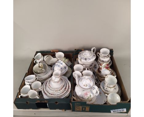 A large quantity of assorted tea wares including part sets with teapots, various mainly pairs of cups, saucers and plates inc