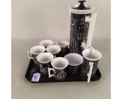 A Portmeirion pottery 'Magic City' pattern part coffee set, signed by Susan Williams-Ellis 