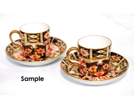 Set of six Royal Crown Derby Imari coffee cans and saucers, pat. no. 2541, 5.5cm high.
