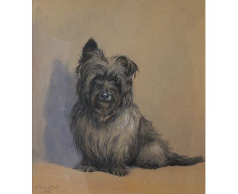 WJ OPHELIA BELL (BRITISH, 1915 - 1975)
Portrait of a Skye Terrier
Signed and dated 1931, watercolour, 34cm x 30cm.   ARR