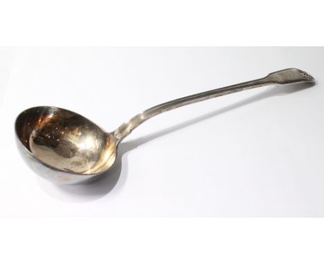 Silver soup ladle, fiddle thread and shell, by William Chawner, 1821, 8½oz.