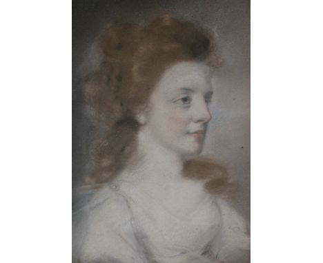 IN THE MANNER OF SIR THOMAS LAWRENCE (1769 - 1830)
Portrait of Anne Lawrence (Mrs Bloxham), bust length
Pastel, oval and fram