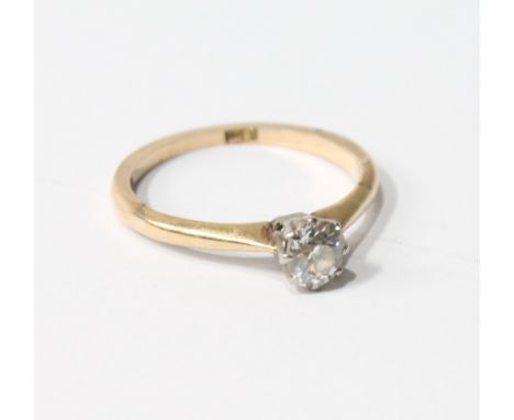 Diamond solitaire ring with old-cut brilliant stones, approximately .5ct, '18ct'. Condition Report Size K½.  2g