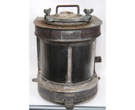 Meteorite copper and brass masthead lamp, no. 33741, 35cm high.