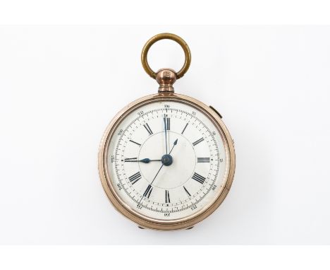 A GOLD CASED GENTLEMAN'S KEY WIND OPENFACED CENTRE STOP SECONDS POCKET WATCHWith a gilt metal inner case, the enamelled dial 