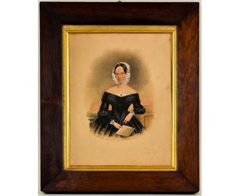 Sarah Biffin (1784-1850) - Miniature - Portrait of "Aunt Ames, Music Teacher", inscribed "Painted by Miss Biffin without hand