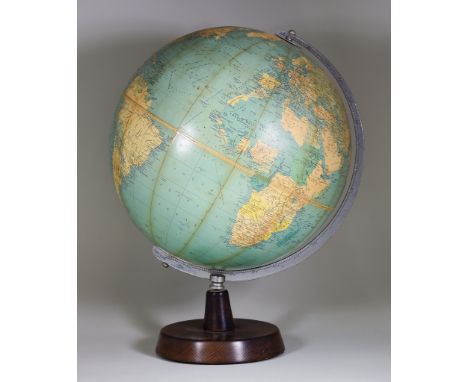 A Philips "Challenge" Terrestrial Globe, copyright 1958, 18.5ins high