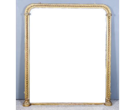 A 19th Century Gilt Framed Overmantel Mirror, with rope pattern frame, 56ins x 58ins overallCondition ReportSome light scatte