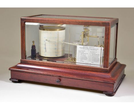 A 20th Century Mahogany Cased Recording Barograph, with mahogany framed and bevelled glass cover, rectangular base, fitted on