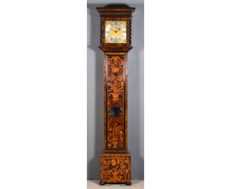 A Late 17th/ Early 18th Century Walnut and Marquetry Longcase Clock, by James Clowes of London, the 10ins square brass dial w