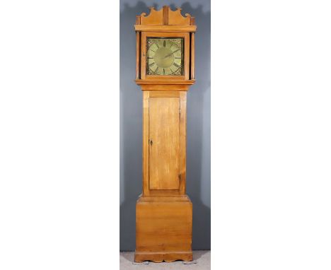 An 18th Century Oak Longcase Clock, by Wilmshurst of Deal, the 12ins square brass dial with wide chapter ring with Roman nume