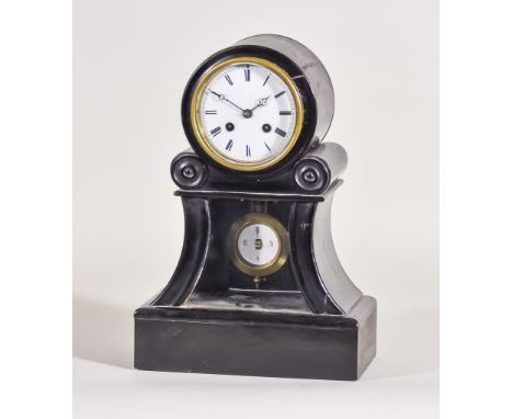 A Late 19th Century French Ebonised Mantel Clock and a Small Regulator Wall Clock, the mantel clock by L Japy Fils, No.1933, 