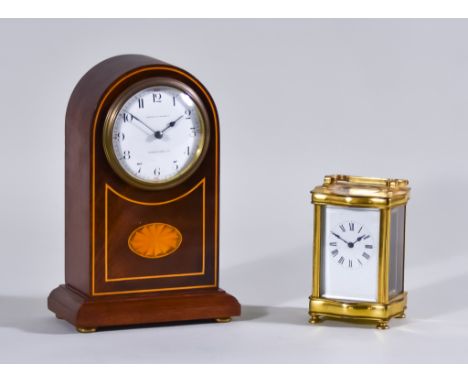 An Early 20th Century French Carriage Timepiece and a French Mahogany Cased Mantel Timepiece the carriage timepiece with whit