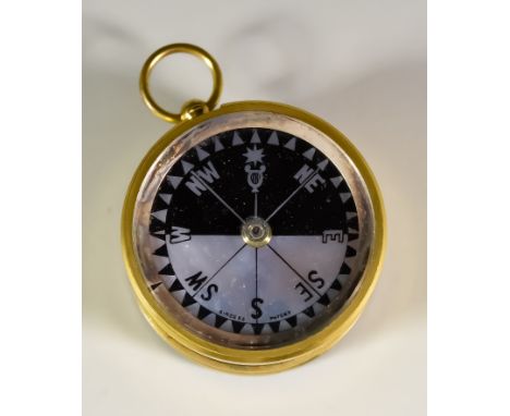 An English Pocket Compensated Barometer and Compass, Late 19th Century, with 1.75ins engraved silvered dial, the back with Si