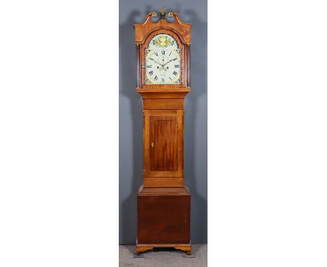 A 19th Century Mahogany Longcase Clock, the 12ins painted dial with Roman numerals, subsidiary seconds dial and date aperture