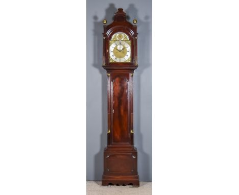 A Late 18th Century Mahogany Longcase Clock by Thomas Iles of London, the 12ins arched brass dial with silvered chapter ring 