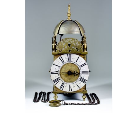 Early 18th Century Brass "Lantern" Clock, by Henry Jackson of Lavington (Wiltshire), the 6.25ins silvered chapter ring with p