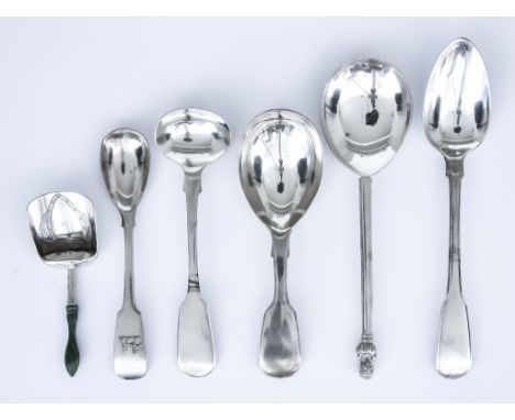 A George III Silver Shovel Pattern Caddy Spoon and Mixed Silver Ware, the caddy spoon by I.T., Birmingham 1903, the bowl engr