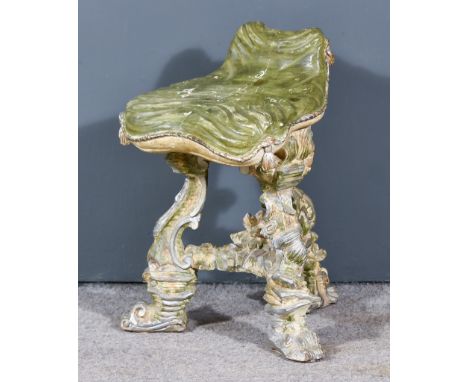 An Italian Painted and Carved Stool with Cushion Pattern Seat on Scroll Moulded LegsCondition Reporthis is not an early item,