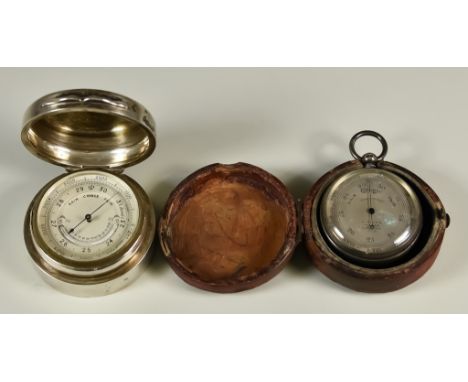 A Compensated Pocket Barometer and Thermometer, 1902, by Thornhill & Co of London, in hinged silver case, and a compensated p