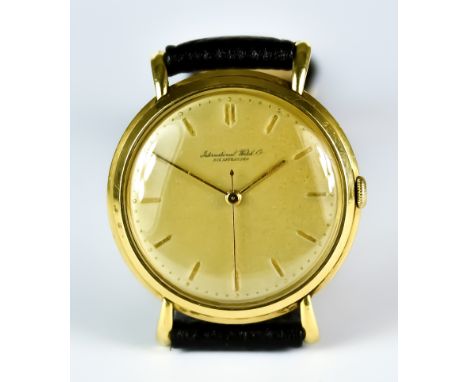 A Gentleman's Manual Wind Wristwatch by International Watch Co. (IWC), 18ct gold case, 37mm diameter, champagne dial with gol