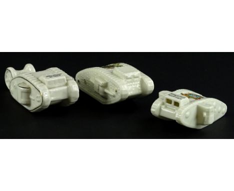 Three crested First World War tanks, for Boston, Cleethorpes and Doncaster.