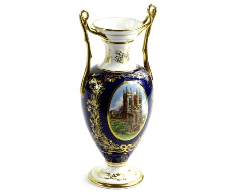 A Spode 1997 Golden wedding commemorative porcelain vase, made to commemorate the Wedding anniversary of Her Majesty the Quee
