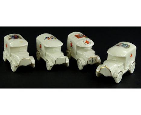 Four First World War crested ambulances, crests for South Shields, Doncaster, Luton and Matlock Bath.