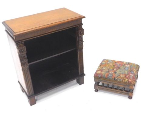 A small Edwardian mahogany side cabinet or bookcase, the rectangular top with a moulded edge above a recess with a shelf, and