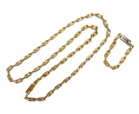 A Celine Maillon Triomphe link gold plated chain, approx. 110cm long unclasped, together with a matching bracelet, 21cm long 