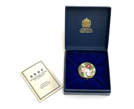A Halcyon Days 'Metropolitan Opera' enamel trinket pot, in original box 