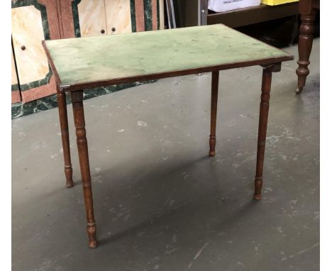 A folding rectangular card table with green baize top, 84x61cm 