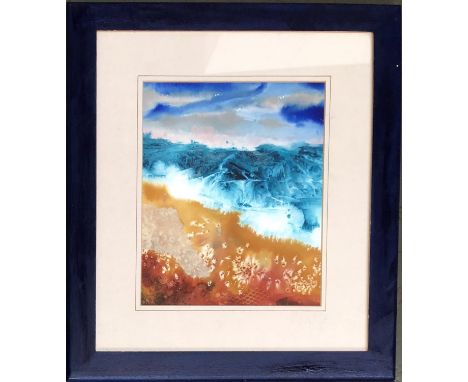 Jenny Angold, mixed media, 'Seascape', signed lower right, 27.5x22.5cm 