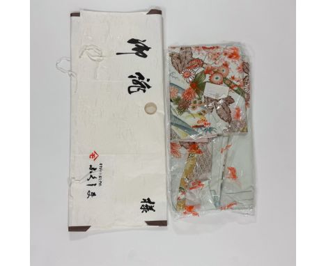 Art 2CA beautiful Japanese kimono hand-sewn from traditional silk called Wufu, featuring elaborate embroidery in vibrant colo