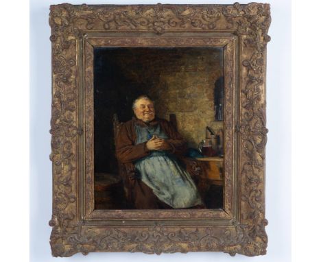 Exceptional antique oil on wood by 19th century German leader of Academic genre painters Eduard von Grutzner, Classically tra