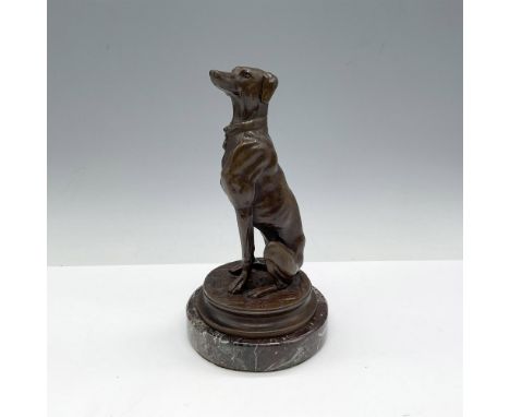 Bronze dog statue set on marble base. Barye engraved mark. Artist: After Antoine-Louis Bayre (French, 1795-1895)Issued: 20th 
