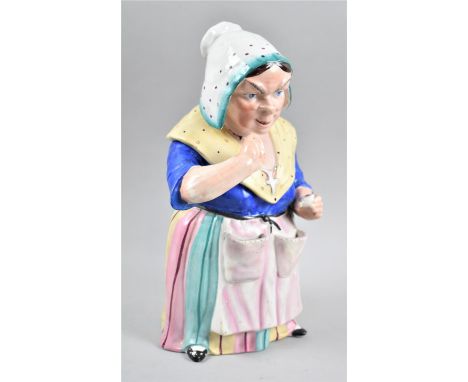 A Novelty Ceramic Figural Lidded Box in the Form of Lady Taking Snuff, Head Has Been Glued, 31cm high 