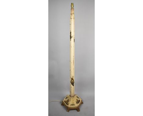 An Edwardian Chinoiserie Standard Lamp with Tapering Hexagonal Support 