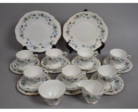 A Colclough Autumn Leaf Pattern Tea Set to comprise Seven Cups, Saucers, Six Side Plates, Two Cake Plates, Milk Jug and Sugar