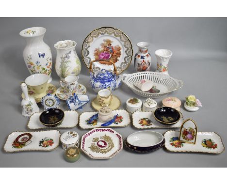 A Collection of Various Ceramics to Comprise Continental Cups and Saucers, Oriental Teapot, Imari Decorated Vases, Aynsley Co