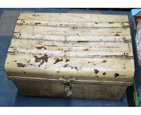 A Cream Painted Metal Travelling Trunk, 64cm wide 