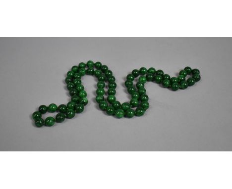 A Faux Jade Bead Necklace, 80cm Long 