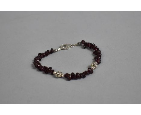 A Silver Mounted Amethyst Bracelet, 18cm long 