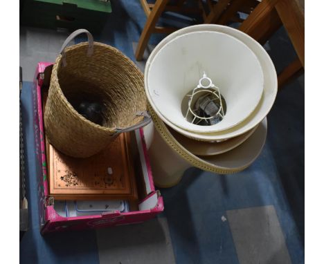 A Collection of Sundries to Include Light Shades, Copper Map of Shropshire etc 