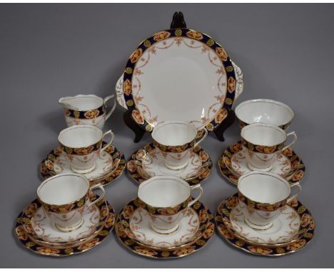 A Royal Albert Imari Decorated Tea Set to comprise Cups, Saucers, Side Plates, Cake Plates, Milk Jug and Sugar Bowl 